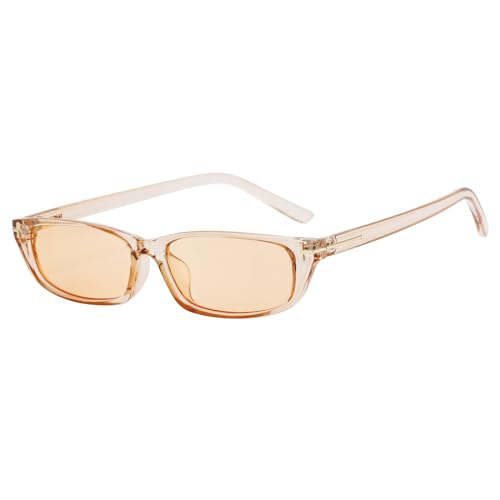 SHEEN KELLY Retro Ovale Sonnenbrille für Frauen Männer trendy schmale quadratische schwarz getönte Farbtöne 90er Brillen von SHEEN KELLY