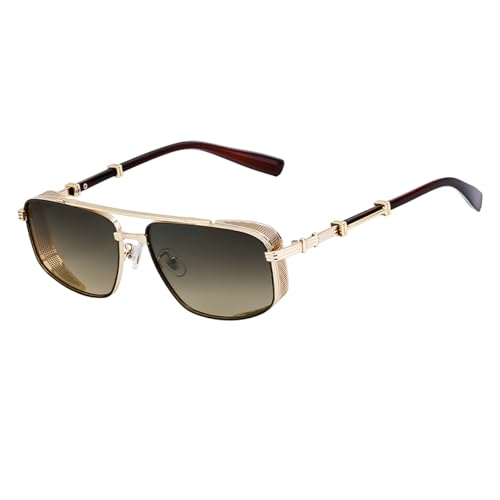 SHEEN KELLY Retro Pilot Sonnenbrille Männer Frauen Mode gemusterten Metallrahmen farbige Gläser Textur dicke Brillen von SHEEN KELLY