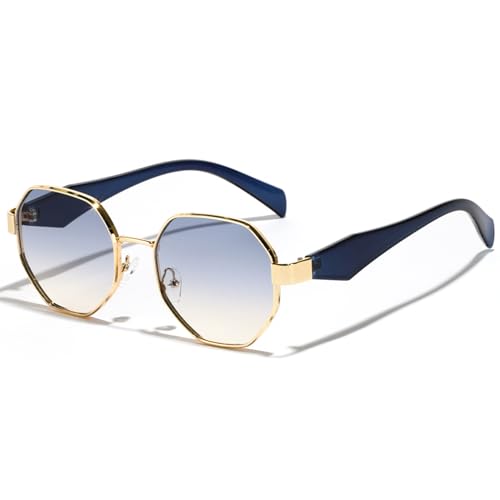 SHEEN KELLY Retro Polygon Sonnenbrille für Frauen Männer Outdoor Casual Brillen Metall Unregelmäßiger Rahmen von SHEEN KELLY