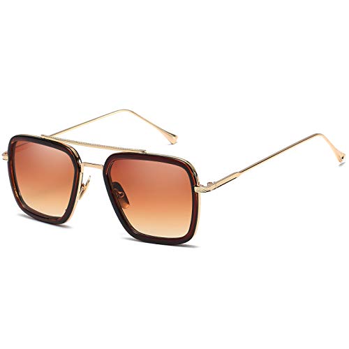 SHEEN KELLY Retro Sonnenbrille Square Eyewear Metallrahmen Klassische Sonnenbrille Für Männer Frauen Sonnenbrille 1:1 von SHEEN KELLY