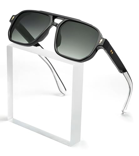 SHEEN KELLY Retro Square Flat Top Sonnenbrille für Männer Frauen Trendy Rectangle Pilot 80s Shades Eyewear von SHEEN KELLY