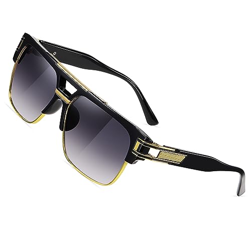 SHEEN KELLY Retro Übergroße Pilotensonnenbrille für Männer Frauen Gold Metallrahmen Quadratische Sonnenbrille von SHEEN KELLY