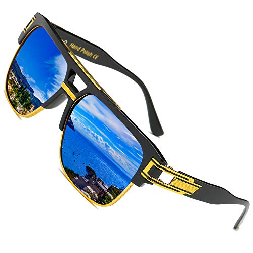 SHEEN KELLY Retro Übergroße Pilotensonnenbrille für Männer Frauen Gold Metallrahmen Quadratische Sonnenbrille von SHEEN KELLY
