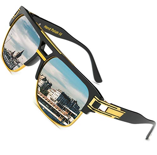 SHEEN KELLY Retro Übergroße Pilotensonnenbrille für Männer Frauen Gold Metallrahmen Quadratische Sonnenbrille von SHEEN KELLY