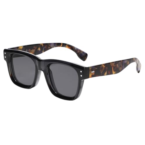 SHEEN KELLY Retro dicke quadratische Sonnenbrille für Männer und Frauen, trendige rechteckige Schildkröte mit schwarzem Rahmen, Sonnenbrillen der 70er und 80er Jahre von SHEEN KELLY