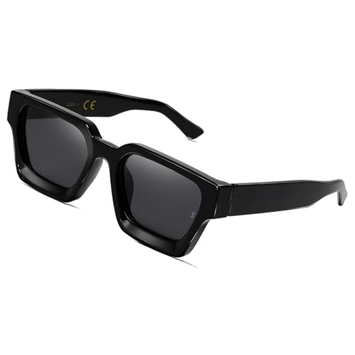 SHEEN KELLY Retro dicke rechteckige klobige Sonnenbrille für Frauen Männer trendy klassisch schmaler quadratischer schwarzer Schildpatt Rahmen Mode -Sonnenbrille von SHEEN KELLY