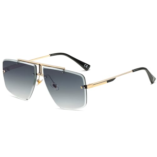 SHEEN KELLY Retro Quadratische Sonnenbrille für Männer Frauen Randlose Metall Sonnenbrille Mode Sonnenbrille Vintage von SHEEN KELLY