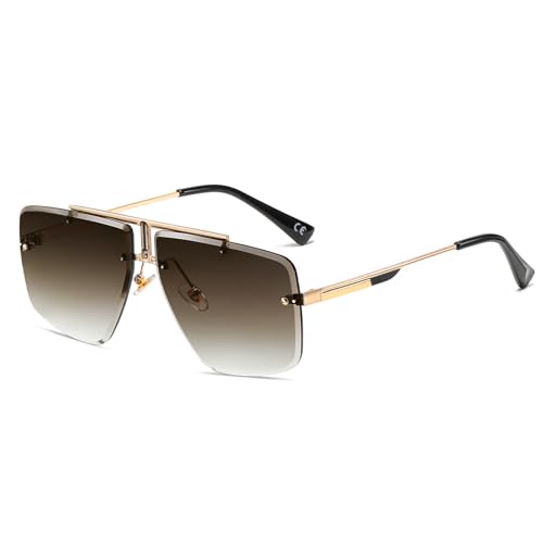 SHEEN KELLY Retro Quadratische Sonnenbrille für Männer Frauen Randlose Metall Sonnenbrille Mode Sonnenbrille Vintage von SHEEN KELLY