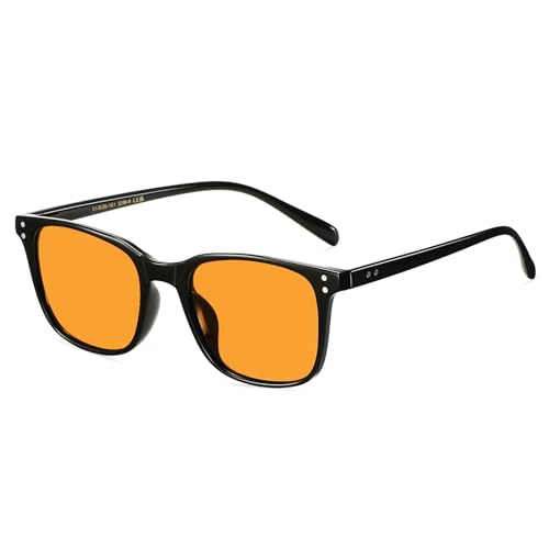 SHEEN KELLY TR90 Polarisierte Sonnenbrille Quadrat für Männer Frauen Schwarze Rahmen Brille Downey Durchsichtige Linse Blau getönt von SHEEN KELLY
