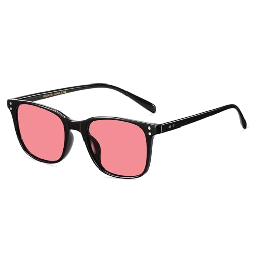 SHEEN KELLY TR90 Polarisierte Sonnenbrille Quadrat für Männer Frauen Schwarze Rahmen Brille Downey Durchsichtige Linse Blau getönt von SHEEN KELLY