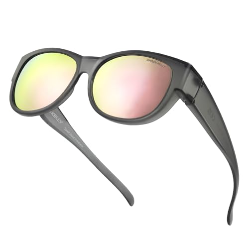 SHEEN KELLY TR90 Übergroße Anfälle über Sonnenbrillen Spiegelte polarisierte Linsen Cateye für Frauenfahrer Brillen über Gläser leichtes Gewicht von SHEEN KELLY