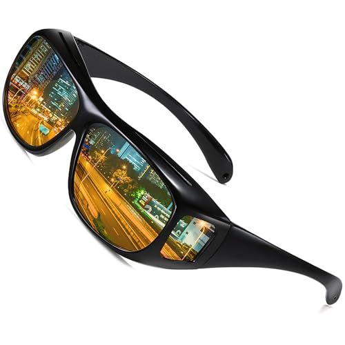 SHEEN KELLY UV400 Nachtsichtbrille passt über Korrekturbrillen Wrap Arounds Sonnenbrillen Fahrschutz von SHEEN KELLY