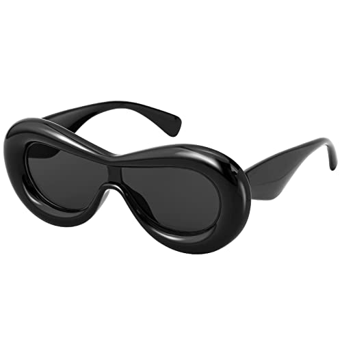 SHEEN KELLY Vintage Ovale Sonnenbrille Für Damen Und Herren übertriebener Airbag-Formrahmen Modische Und Neuartige Partybrillen von SHEEN KELLY