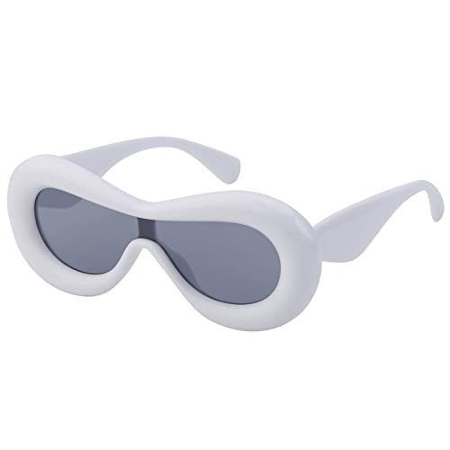 SHEEN KELLY Vintage Ovale Sonnenbrille Für Damen Und Herren übertriebener Airbag-Formrahmen Modische Und Neuartige Partybrillen von SHEEN KELLY