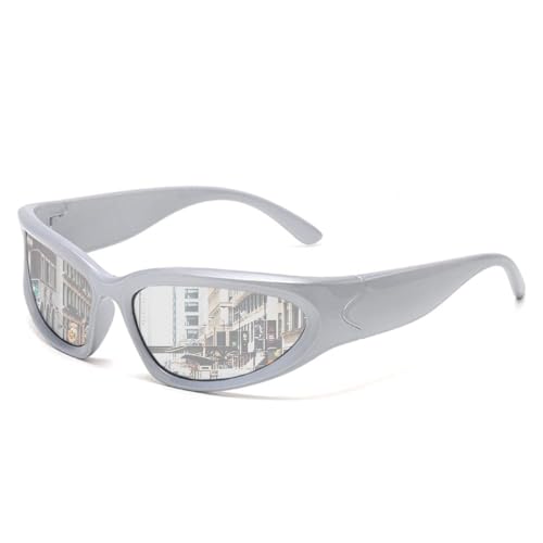 SHEEN KELLY Vintage Wrap Around Sunglasses For Man Black Polarized Sports Eyeglasses Silver Mirrored Outdoor Rider Glasses von SHEEN KELLY