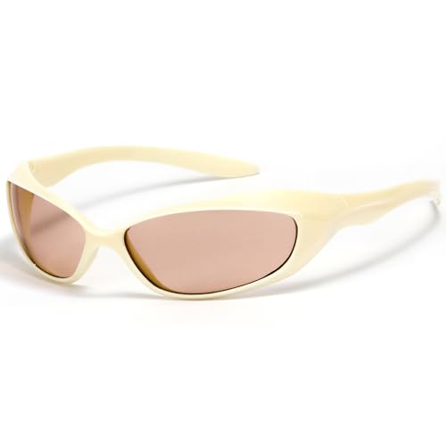 SHEEN KELLY Wrap Around Rectangle Sonnenbrille für Frauen Männer Trendy Riding Glasses Streamlined Bügel von SHEEN KELLY