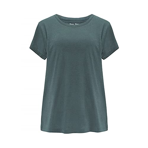 SHEEP RUN Damen Merino Wolle T Shirt Atmungsaktiv Wicking Wandern Yoga Loose Fit Base Layer Shirt, Blaugrün/Ein Hauch von Paradies (Trace of Paradise), Klein von SHEEP RUN