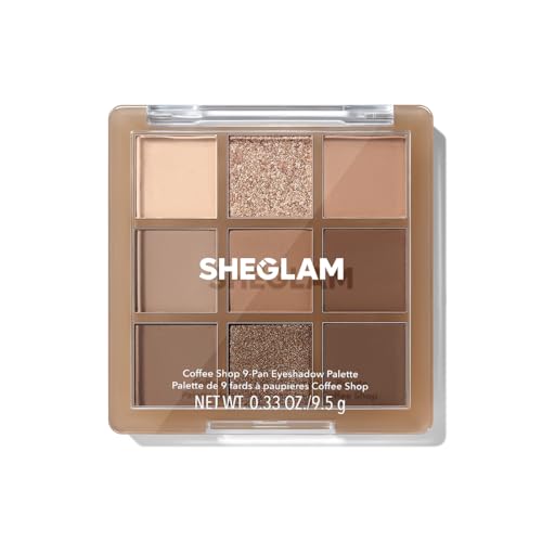 SHEGLAM Lidschattenpalette 9 Farben Ultra-pigmentierte Schimmer Matte Töne, Vegan & Tierversuchsfrei-Coffee Shop von SHEGLAM