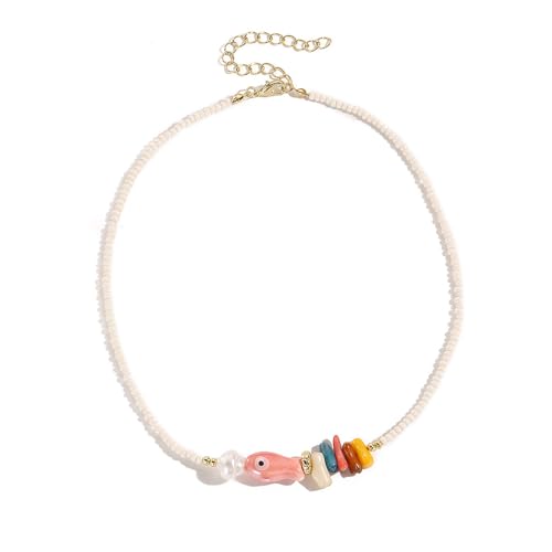 SHEGOTO Bunte Halskette für Damen und Mädchen, verstellbare Perlen-Halskette, einzigartiges Mode-Accessoire, 40+7cm, Metall SHEGOTO Bunte Halskette für Damen und Mädchen, verstellbare Perlen-Halskette, einzigartiges Mode-Accessoire, 40+7cm, Metall von SHEGOTO