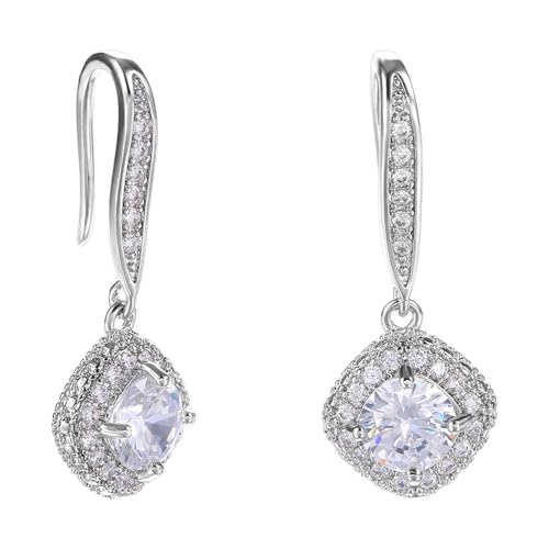 SHEGOTO Elegante quadratische Zirkonia-Ohrringe für Damen, Ohrschmuck, baumelnde Ohrringe, geeignet für den täglichen Gebrauch und besondere Anlässe von SHEGOTO