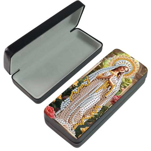 SHEGZHUC Diamond Painting Brillenetui Hardcase 16x6.8cm Diamant Malerei Tragbare Sonnenbrillen Aufbewahrung Glasses Case für Damen und Herren || Maria Jesus Religion Christentum von SHEGZHUC