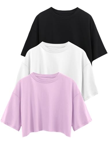 SHEKINI 3 Pieces Pack Damen Rundhalsausschnitt Kurzarm Yoga T-Shirts Lockerer Basic Lässiges Running Blusen Freizeit Classics Einfarbig Sport Urban Multi Packs Sommershirt SHEKINI 3 Pieces Pack Damen Rundhalsausschnitt Kurzarm Yoga T-Shirts Lockerer Basic Lässiges Running Blusen Freizeit Classics Einfarbig Sport Urban Multi Packs Sommershirt von SHEKINI