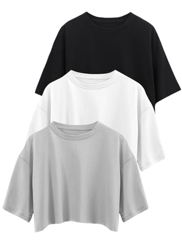 SHEKINI 3 Pieces Pack Damen Rundhalsausschnitt Kurzarm Yoga T-Shirts Lockerer Basic Lässiges Running Blusen Freizeit Classics Einfarbig Sport Urban Multi Packs Sommershirt SHEKINI 3 Pieces Pack Damen Rundhalsausschnitt Kurzarm Yoga T-Shirts Lockerer Basic Lässiges Running Blusen Freizeit Classics Einfarbig Sport Urban Multi Packs Sommershirt von SHEKINI
