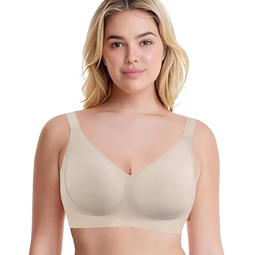 SHEKINI BH ohne Bügel Nahtlose Push up Bustier Soft Bralette V-Ausschnitt Große Brüste Schlaf-BH Damen Unterwäsche von SHEKINI