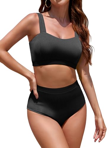 SHEKINI Badeanzüge Damen Bikini Set, Sexy Bauchweg Gerippte Push Up Sport Badeanzug Zweiteiliger Bauchweg Bademode für Damen SHEKINI Badeanzüge Damen Bikini Set, Sexy Bauchweg Gerippte Push Up Sport Badeanzug Zweiteiliger Bauchweg Bademode für Damen von SHEKINI