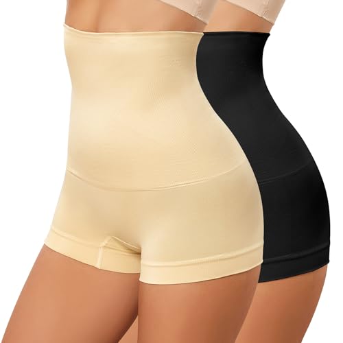 SHEKINI Shapewear Damen Bauchweg Unterhose Nahtlose Miederhhose Body Shaper Bauchweg-Hose Hoher Taille Miederpants Shape Unterhose Shaping Unterwäsche 2er Pack von SHEKINI