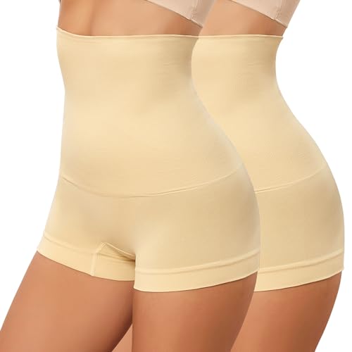 SHEKINI Shapewear Damen Bauchweg Unterhose Nahtlose Miederhhose Body Shaper Bauchweg-Hose Hoher Taille Miederpants Shape Unterhose Shaping Unterwäsche 2er Pack von SHEKINI