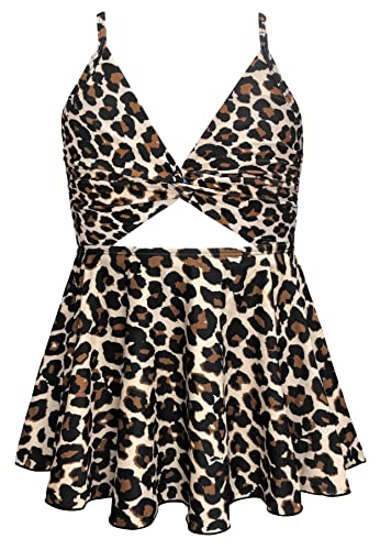 SHEKINI Bikini Mädchen Einteiliger Badekleid Chic Gedruckt Niedlich Badeanzug Teenager Mädchen für 6-14 Jahre (10-12 Jahre,Leopard) von SHEKINI