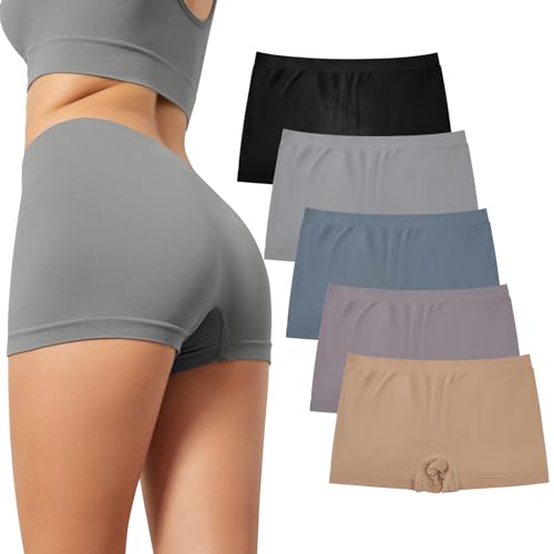 SHEKINI Boxershorts Damen Nahtlos Hohe Taille Shorts Radlerhose Unterwäsche Damen Panties Unterhose für Frauen 6er Pack von SHEKINI