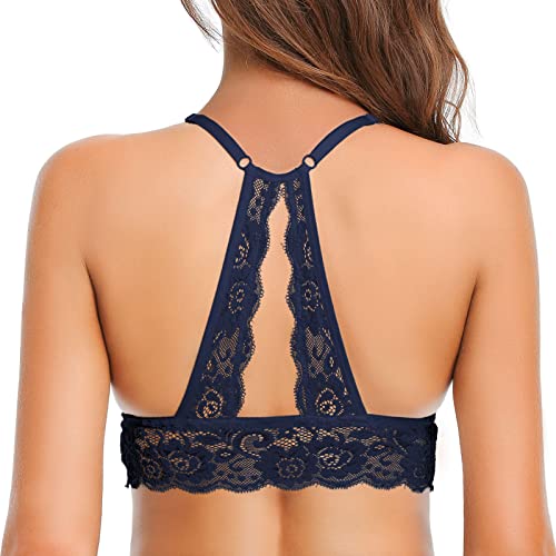 SHEKINI Bralette Damen Spitze BH ohne Bügel Triangel-BH mit Abnehmbare Gepolstert Bustier Racerback BH Sexy Unterwäsche von SHEKINI