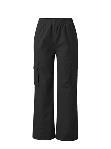 SHEKINI Cargohose Damen High Waist Jogginghose Cargo Hosen Straight Sweathose Trainingshose Elastische Bund Capri Schlaghose Sporthose Laufhosen von SHEKINI