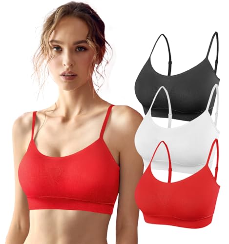 SHEKINI Damen BH Ohne Bügel Nahtlose Komfort Gepolsterte Bra Yoga Bustier Push up Stretch Light Sport BH Set Bralette Oberteile Top für Yoga Workout Fitness-Training 3er Pack von SHEKINI