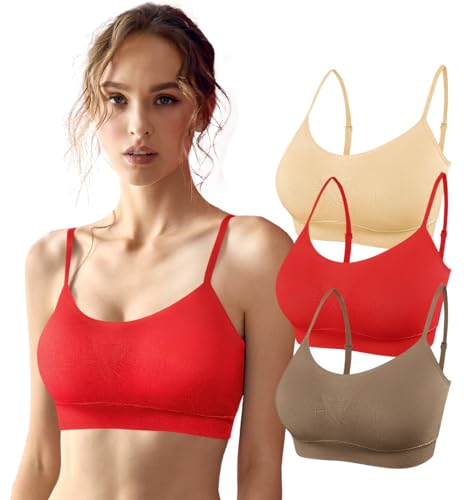 SHEKINI Damen BH Ohne Bügel Nahtlose Komfort Gepolsterte Bra Yoga Bustier Push up Stretch Light Sport BH Set Bralette Oberteile Top für Yoga Workout Fitness-Training 3er Pack von SHEKINI
