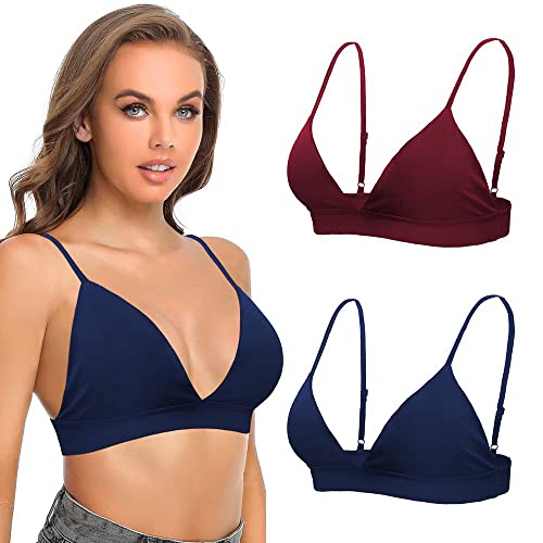 SHEKINI BH Damen Ohne Bügel Push Up BH Set Frauen Sexy Bustier Bralette Sport BH Nahtloser mit Abnehmbare Gepolstert BH Rückenfrei Tiefer Ausschnitt Sexy Unterwäsche 2er Pack von SHEKINI