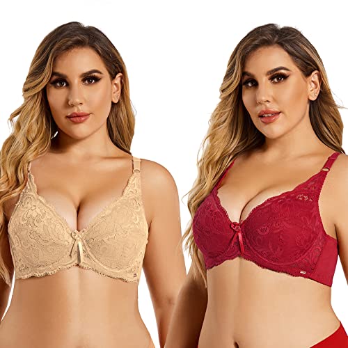 SHEKINI Damen BHS mit Bügel Elegant Spitzen BH Bustier Damen Soft Bra Verstellbaren Träger 2er Pack SHEKINI Damen BHS mit Bügel Elegant Spitzen BH Bustier Damen Soft Bra Verstellbaren Träger 2er Pack von SHEKINI