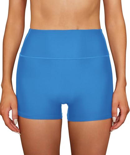 SHEKINI Damen Bademode Badeshorts Bikinihose Elastische Boxershorts Sommer Bauchweg Tankini-Shorts Badehose Sicherheits Sporty Schwimmshorts（S，Himmelblau） von SHEKINI