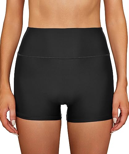 SHEKINI Damen Bademode Badeshorts Bikinihose Elastische Boxershorts Sommer Bauchweg Tankini-Shorts Badehose Sicherheits Sporty Schwimmshorts（Large，Schwarz） von SHEKINI