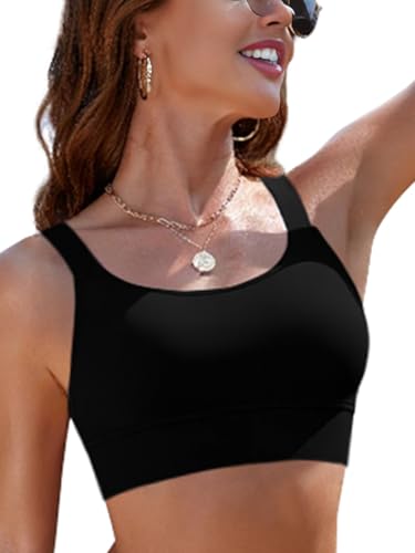 SHEKINI Damen Bikini Oberteil Top Swimsuit Schnell Trocknend Gepolsterte Bikini Swim Bustier Bandeau Bikinioberteile von SHEKINI