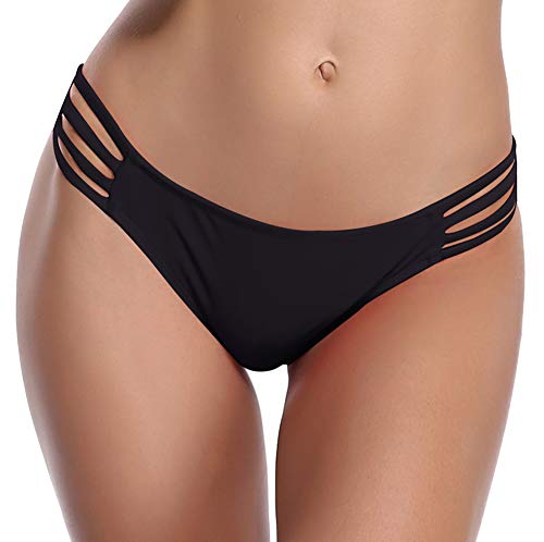 SHEKINI Damen Bikini Brazillian Badeanzug Cutout Triangel Bikinihose Strandmode (S, Bikinihose-Schwarz) von SHEKINI