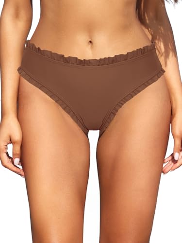 SHEKINI Damen Bikinihose Bauchweg Niedliche Rüschen Klassisch Badehose Strandhose Beach Bikini Bademode Frauen von SHEKINI