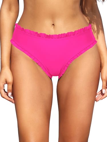 SHEKINI Damen Bikinihose Bauchweg Niedliche Rüschen Klassisch Badehose Strandhose Beach Bikini Bademode Frauen von SHEKINI