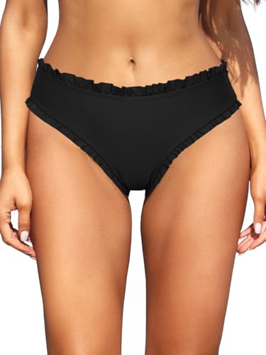SHEKINI Damen Bikinihose Bauchweg Niedliche Rüschen Klassisch Badehose Strandhose Beach Bikini Bademode Frauen von SHEKINI