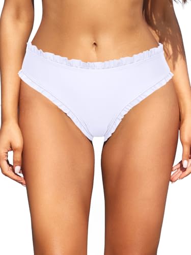 SHEKINI Damen Bikinihose Bauchweg Niedliche Rüschen Klassisch Badehose Strandhose Beach Bikini Bademode Frauen von SHEKINI