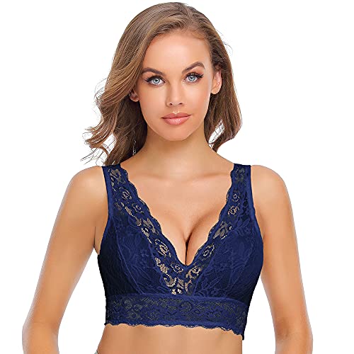 SHEKINI Damen Blumen Spitzen Bralette BH Bustier Ohne Bügel BH Gepolstert Cup Comfort Bra Unterwäsche von SHEKINI