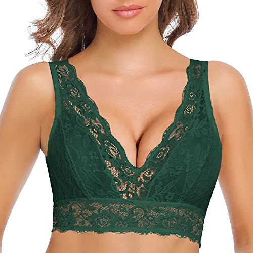 SHEKINI Damen Blumen Spitzen Bralette BH Bustier Ohne Bügel BH Gepolstert Cup Comfort Bra Unterwäsche von SHEKINI