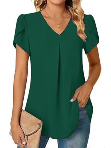 SHEKINI Damen Bluse Sommer Elegant V-Ausschnitt Shirt Damen Kurzarm Tunika Shirt Oberteil Flowy Rüschenärmel Chiffon Tops Lässige Blusen SHEKINI Damen Bluse Sommer Elegant V-Ausschnitt Shirt Damen Kurzarm Tunika Shirt Oberteil Flowy Rüschenärmel Chiffon Tops Lässige Blusen von SHEKINI